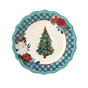 Pioneer Woman DESSERT SALAD PLATE 8.5" Wishful Winter Ceramic Christmas Tree